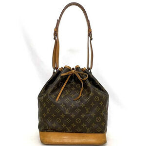 Louis Vuitton Bag Noe All over Drawstring Brown Shoulder Beige